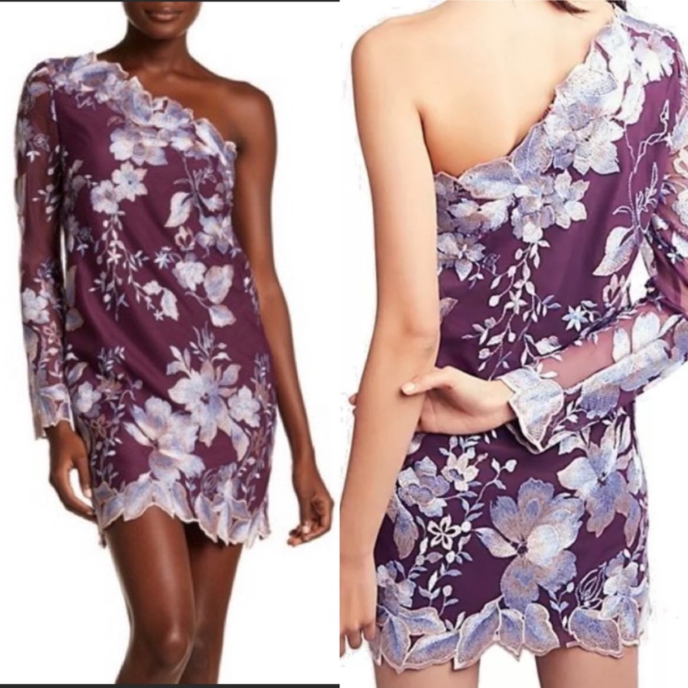 Free People Rosalie One Sleeve Floral Mini Dress